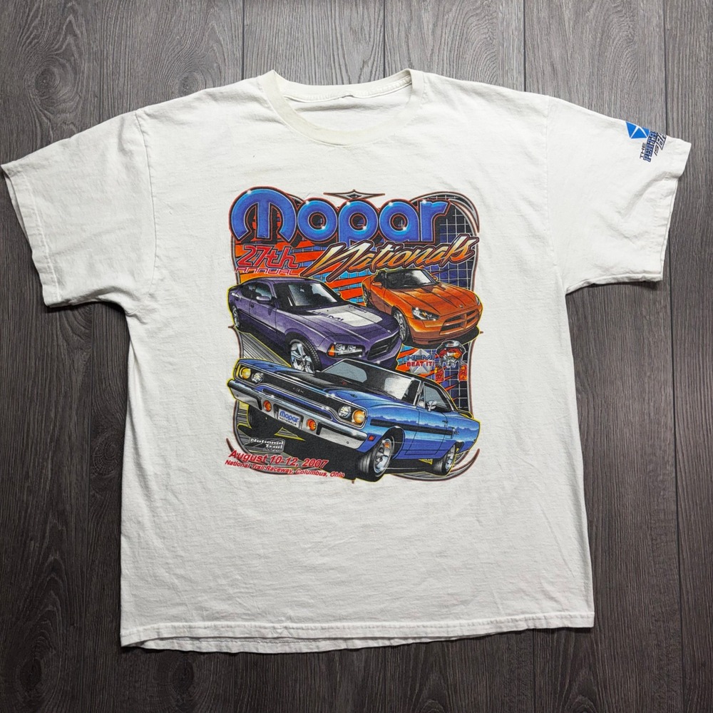 Vintage Mopar Large Nationals 27th Annual Car Show T-Shirt White Mens
